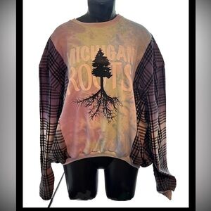 1:1 New Custom Flannel Sweat Shirt. Purple Ombré Black/White. Fits up to a Lrg